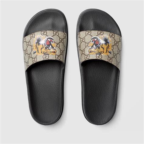 gucci tiger slides beige|tiger slide Gucci supreme.